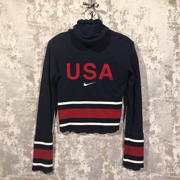 Nike MMIV Navy Blue USA Crop Hoodie - Picture 3 of 5